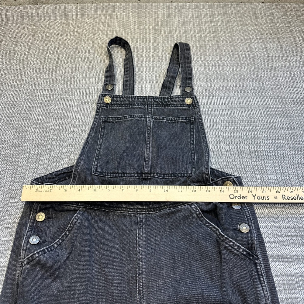 Topshop Moto Faded Black Denim Overalls Bibs 4 Raw Frayed Hem Y2K Revival Grunge - Picture 5 of 8